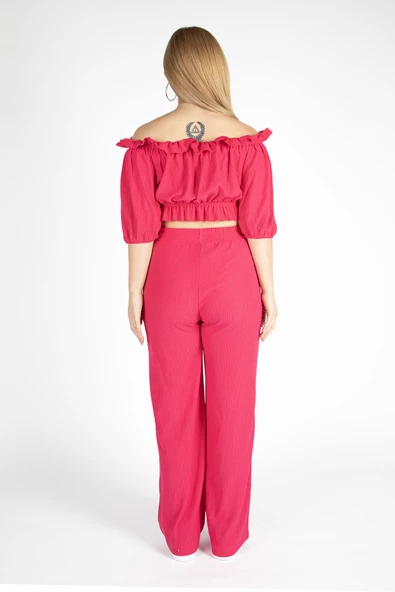 Kadın Bürümcük İkili Takım Fuşya - 5