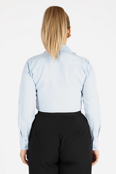 Kadın Crop Gömlek Mavi - 6