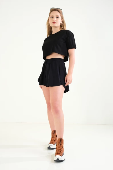 Kadın Crop T-Shirt Siyah - 4