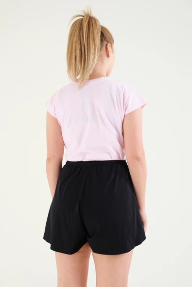 Kadın Bel Lastikli Crop T-Shirt Pembe - 6
