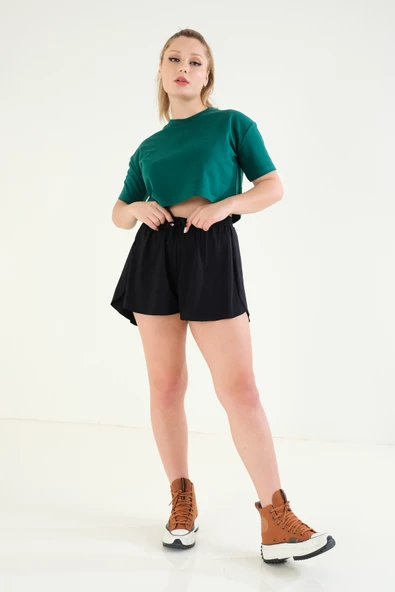 Kadın Crop T-Shirt Yeşil