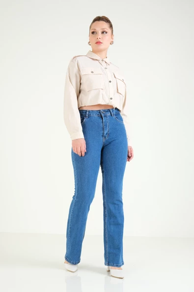 Kadın Paraşüt Crop Mont Taş - 6