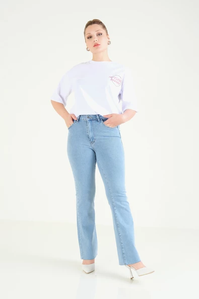 Kadın Baskılı Oversize T-Shirt Beyaz - 6