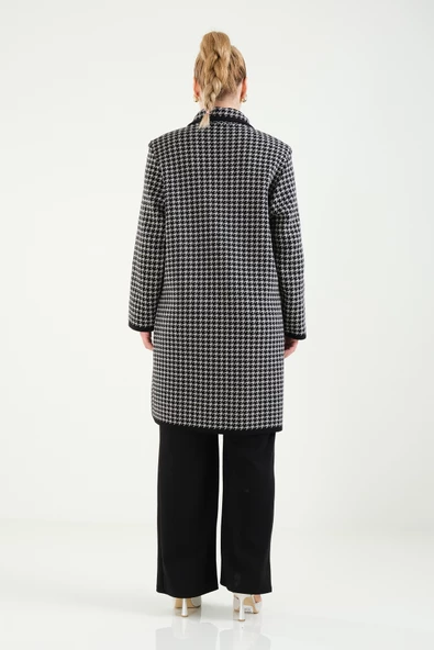 Kadın Çift Cepli Desenli Anne Hırkası Bej - Resim 6