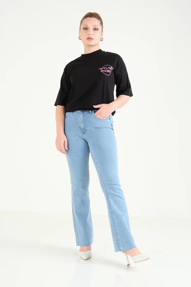 Kadın Baskılı Oversize T-Shirt Siyah - 6