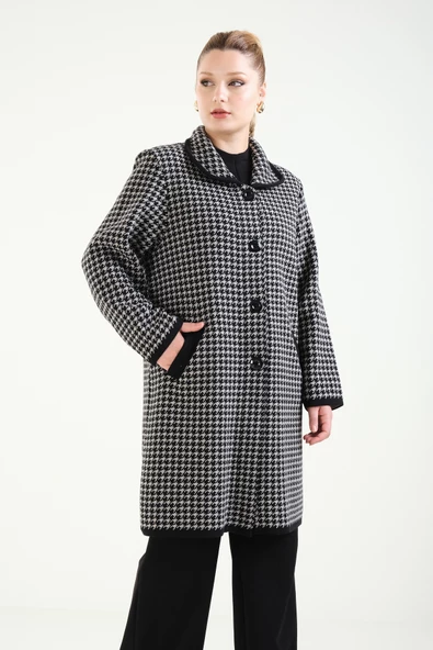 Kadın Çift Cepli Desenli Anne Hırkası Bej - Resim 2