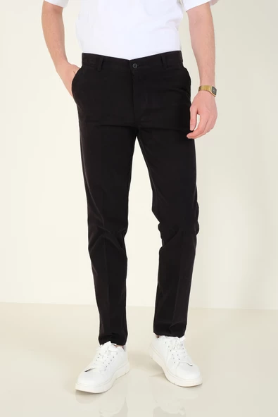 Erkek Yan Cep Kanvas Pantolon Siyah - 4