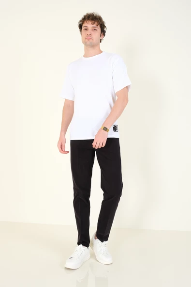 Erkek Yan Cep Kanvas Pantolon Siyah - 2