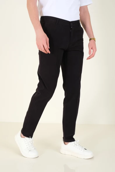 Erkek Yan Cep Kanvas Pantolon Siyah - 6