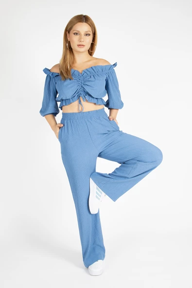 Kadın Bürümcük İkili Takım İndigo - 3