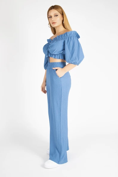 Kadın Bürümcük İkili Takım İndigo - 2