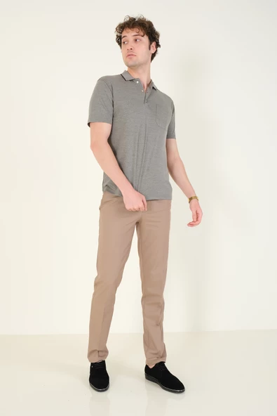 Erkek Polo Yaka Cepli T-Shirt Haki - 4