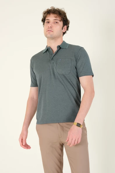 Erkek Polo Yaka Cepli T-Shirt Yeşil - 4