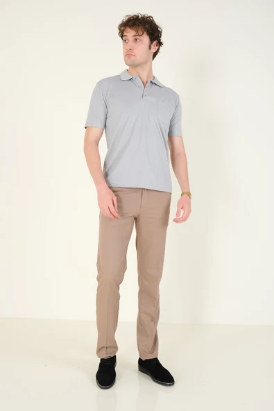 Erkek Polo Yaka Cepli T-Shirt Gri - 6