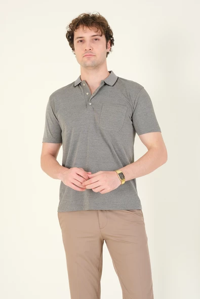 Erkek Polo Yaka Cepli T-Shirt Haki - 2