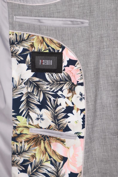 Slim Fit Yünlü Açık Gri Takım Elbise - 5