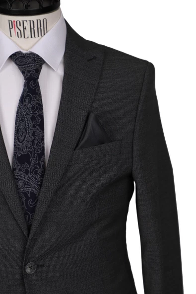 Slim Fit Yünlü Gri Takım Elbise - 3