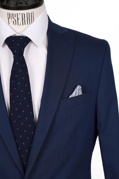 Slim Fit Parlament Mavisi Takım Elbise - 3