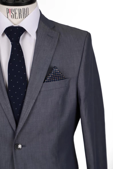 Slim Fit Pamuklu Gri Takım Elbise - 3