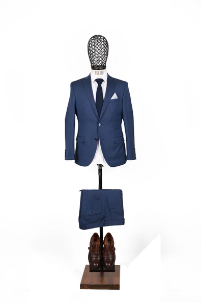 Slim Fit Parlament Mavisi Takım Elbise - 3