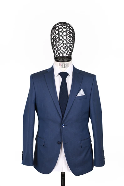 Slim Fit Parlament Mavisi Takım Elbise - 4