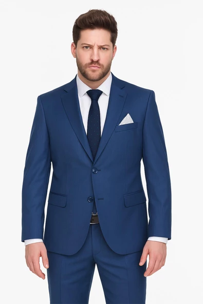 Slim Fit Parlament Mavisi Takım Elbise - 1