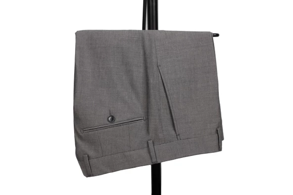Slim Fit Yünlü Gri Takım Elbise - 4