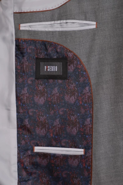 Slim Fit Yünlü Gri Takım Elbise - 5