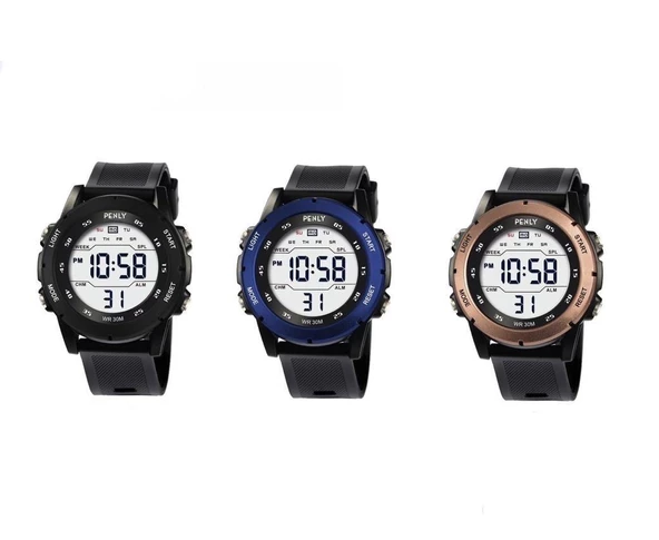 Penly Dijital Kol Saati 8106 Model Siyah Mavi +2 Renk Kronometre-Alarmlı 5ATM Su Geçirmez - Resim 3