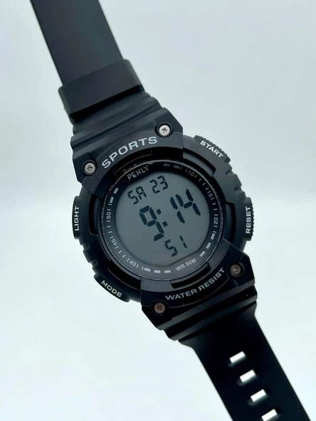 Penly Dijital Kol Saati 349 Model Siyah Beyaz +4 Renk Kronometre-Alarmlı 5ATM Su Geçirmez - Resim 3