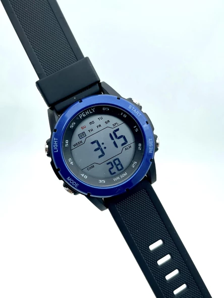 Penly Dijital Kol Saati 8106 Model Siyah Mavi +2 Renk Kronometre-Alarmlı 5ATM Su Geçirmez - Resim 2