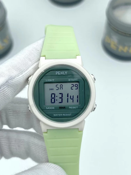 Penly Su Geçirmez Dijital Çocuk Kol Saati 219 Model Yeşil +4 Renk Kronometre-Alarmlı  5ATM - Resim 2