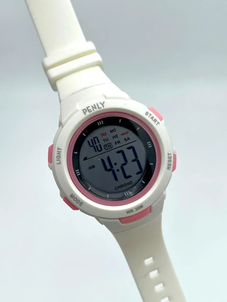 Penly Su Geçirmez Dijital Çocuk Kol Saati 8217 Model Beyaz +4 Renk Kronometre-Alarmlı 5ATM - Resim 4