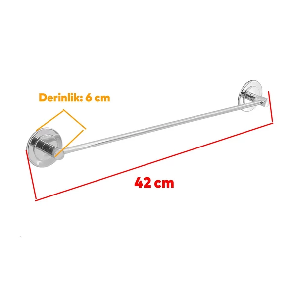 Yapışkanlı Banyo Mutfak Metal Krom Bez Havluluk Bez Havlu Standı Askısı Paslanmaz 42 cm - 2