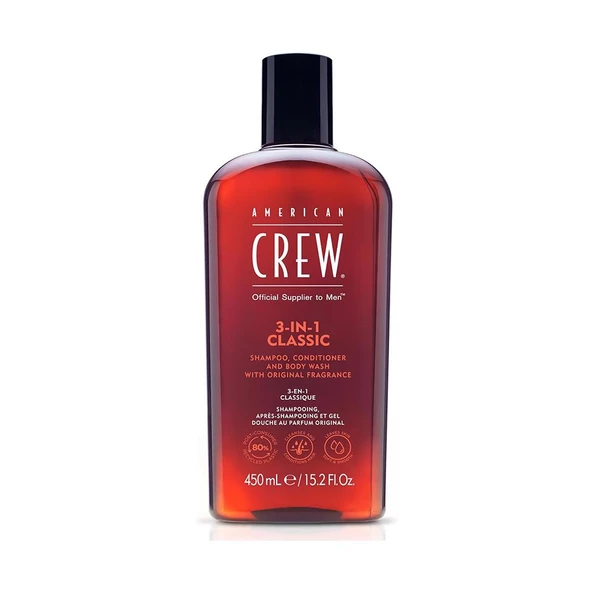 American Crew 3in1 Erkekler için Şampuan Saç Kremi Vücut Jeli 250ML