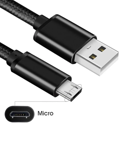 Micro USB Girişli Telefonlara Uyumlu Hasır Micro Kopmaz Bükülmez Şarj Aleti Kablosu Şarj Veri Kablo