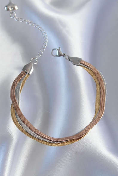 316L Çelik Renkli İtalyan Zincir Model Çoklu Bileklik - EBJ240807W25538 ürün görseli