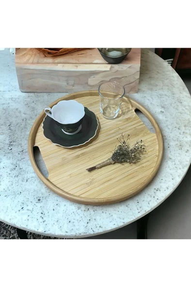 Doğaner İskandinav 3 Lü Bambu Yuvarlak Tepsi - 2