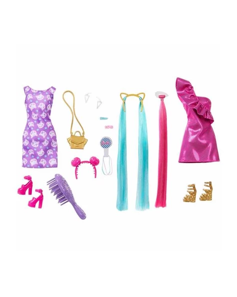 Barbie Upuzun Muhteşem Saçlı Bebekler Pembe Bebek JDC85 - 3
