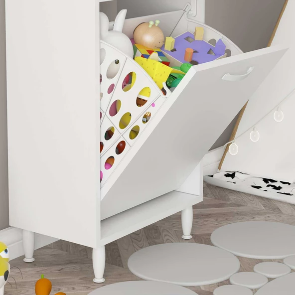 Modilayn ÇAKIR 45x86 cm Çekmeceli Kirli Çamaşır Sepetli Banyo Dolabı - 8
