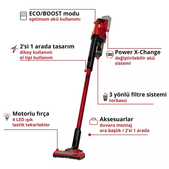 Einhell TE-SV 18 Lİ Akülü Dikey Süpürge + 2.5 Ah Akü + Akü Şarj Aleti - 3