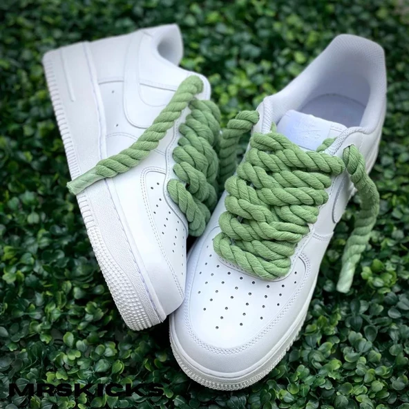 Nike Air Force 1 White Rope Lace Green