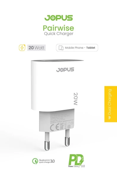 Jopus Pairwise Usb / Pd 20w Adaptör Hızlı Şarj Cihazı Jo-pd03