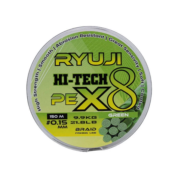 Ryuji Hi-Tech X8 150m 0.08mm Green İp Misina  Standart 0.06 - 5