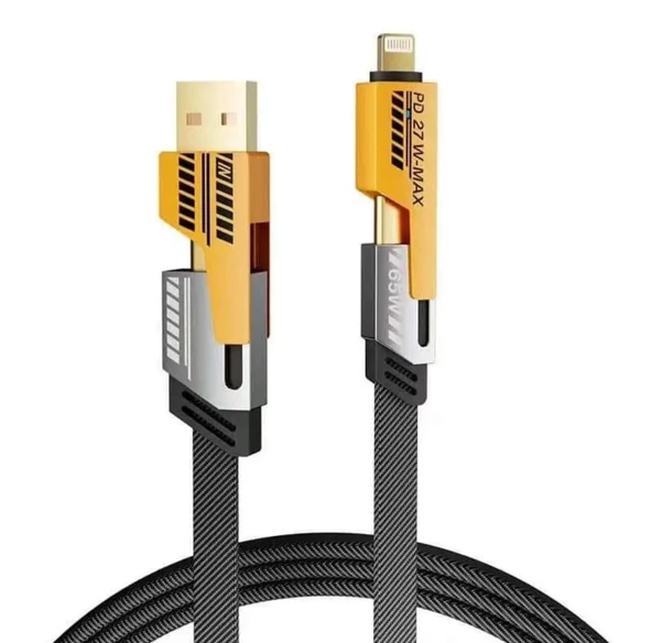 4 İn 1 Type-C Type-C Usb Type-C Type-C Lightning Usb Lightning Süper Hizli Şarj Kablosu 100W 1.5 Metre