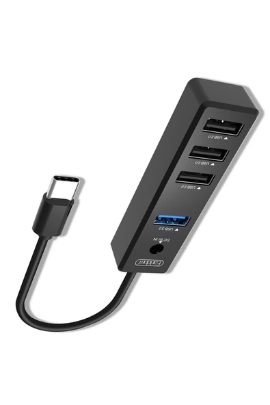 HUB08 Tak Çalıştır 3 Adet Usb 2.0 ve 1 Adet Usb 3.0 Çıkışlı Usb Çoklayıcı - Siyah