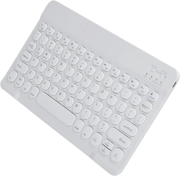 Hometech Alfa 10RC 10.1" Uyumlu Kablosuz Bluetooth Şarj Edilebilir Yuvarlak Tuşlu Klavye - Beyaz - 3