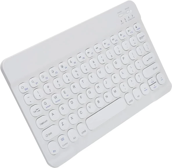 Techstorm Winpad P04 10.1" Uyumlu Kablosuz Bluetooth Şarj Edilebilir Yuvarlak Tuşlu Klavye - Beyaz - 9