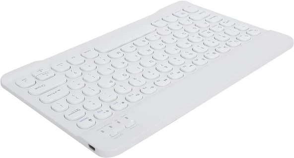 Techstorm Winpad P04 10.1" Uyumlu Kablosuz Bluetooth Şarj Edilebilir Yuvarlak Tuşlu Klavye - Beyaz - 5