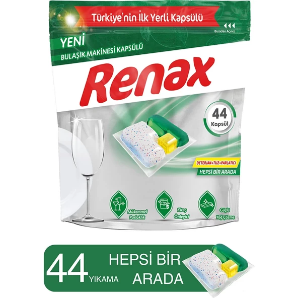 Renax Bulaşık Makinesi Kapsülü Hepsi Bir Arada 44 Lü